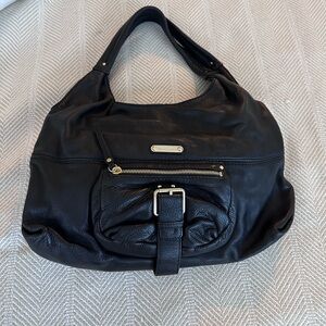 Black supple leather Michael Kors shoulder bag.